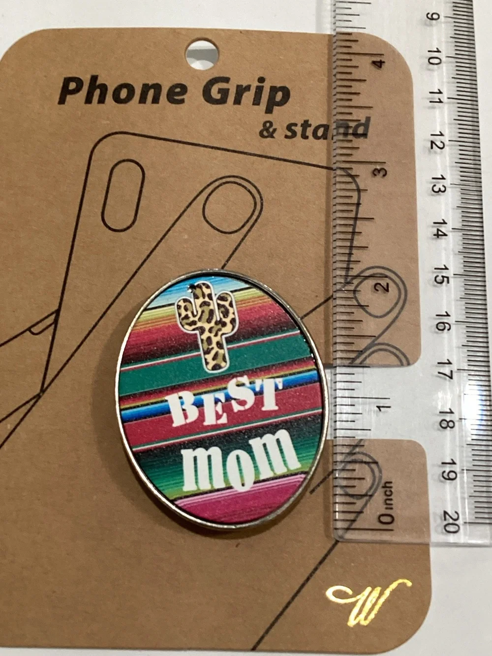 Best Mom Colorful Stripe Phone Grip & Stand - Multicolor